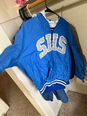 Holloway Royal Blue Hooded Puffer Jacket with SHS Patch